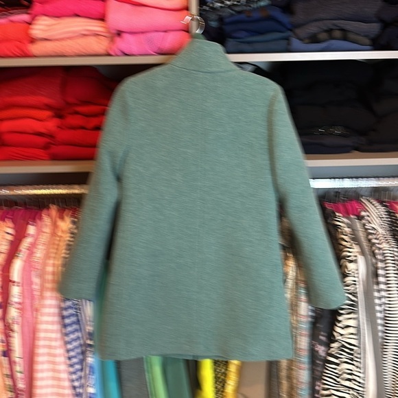 J Crew Italian Stadium Cloth 80% wool green cocoon coat size 2 - Picture 3 of 4